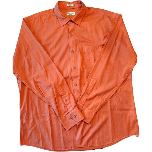 Peter Millar Mountainside, Button Up Dress Shirt with Pocket, Size XL, Orange - Picture 3 of 8